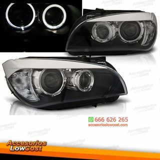FAROS BMW X1 09- OJOS DE ANGEL LED FONDO NEGRO