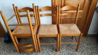 Mesa extensible madera y 4 sillas