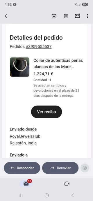 Collar perlas australianas