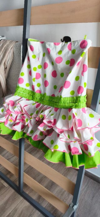 Falda Rociera Lunares Verdes y Rosas