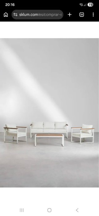 Conjunto jardín: sofá + 2 sillones + mesa elevable