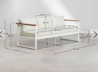 Conjunto jardín: sofá + 2 sillones + mesa elevable