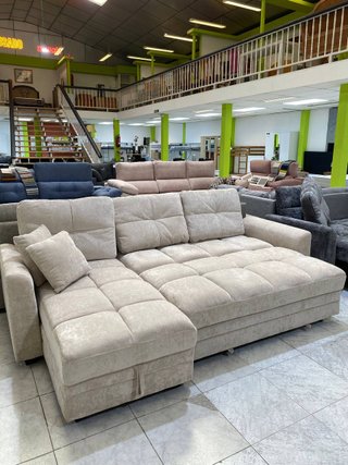 Sofá Cama Chaise Longue 260cm 2 Arcones Beige