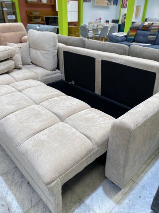 Sofá Cama Chaise Longue 260cm 2 Arcones Beige