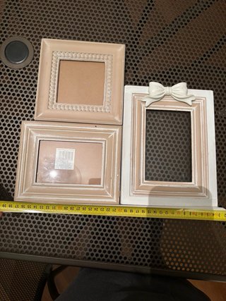 Cornice portafoto tripla beige e bianca