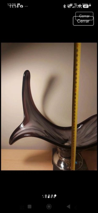 Vaso da fiori in vetro di Murano viola e argento vintage per centrotavola