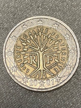 Moneda 2€ Francia 2001 error fabricación