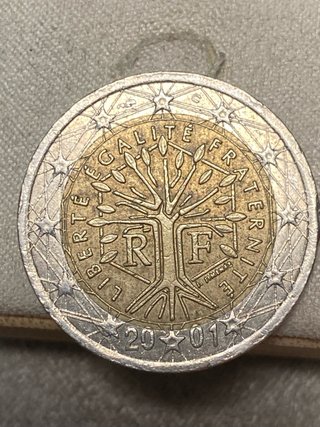 Moneda 2€ Francia 2001 error fabricación