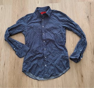 Camisa Carolina Herrera Hombre Azul Estampada