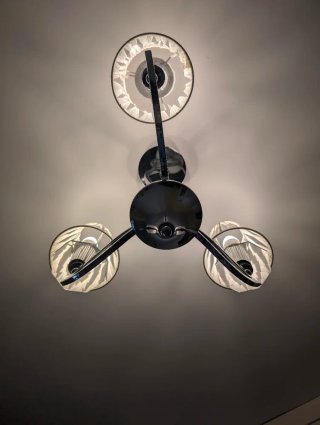 Lámpara de techo 3 focos plata y cristal