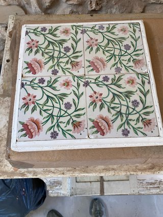 Conjunto de 4 azulejos decorativos florales
