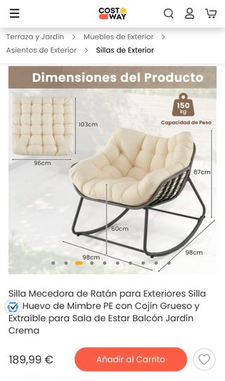Poltrona a dondolo XL beige e marrone