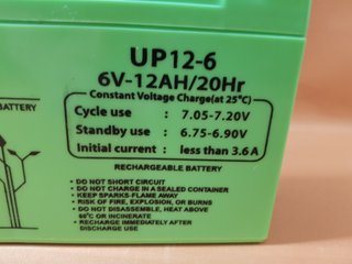 Batería U-Power AGM 6V 12Ah Sellada Recargable