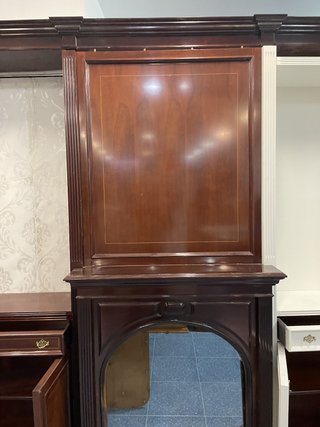 Mueble de salón caoba con chimenea