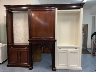 Mueble de salón caoba con chimenea