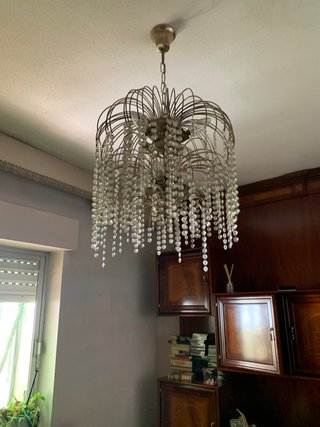 Lámpara colgante de cristal y metal
