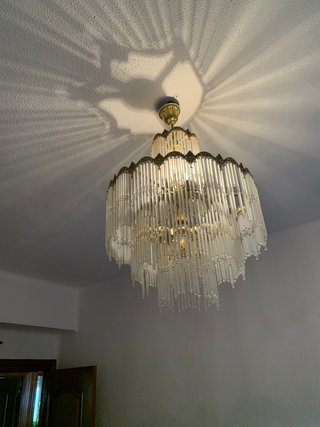 Lámpara colgante de cristal y metal