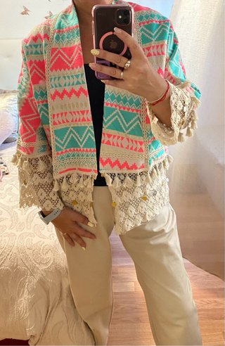 Chaqueta Étnica Decorada Talla Única