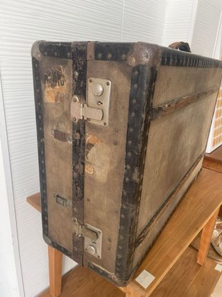 Maleta vintage lienzo & metal 75x47x25
