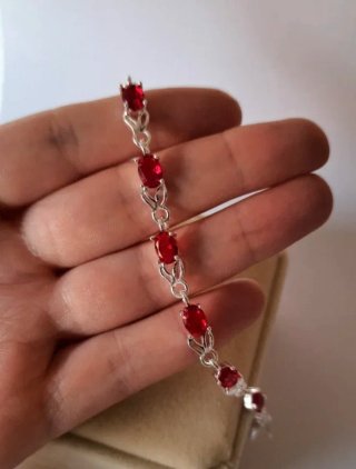 Pulsera Plata 925 Circonitas Rojas