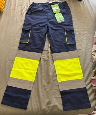 Pantalón de trabajo Beswork azul y amarillo