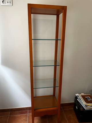 Estantería madera cristal cajón