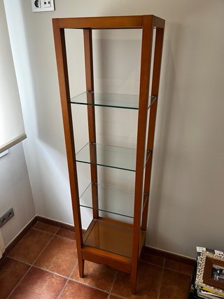 Estantería madera cristal cajón