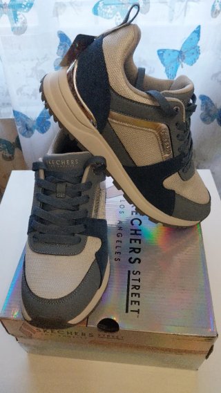 Zapatillas Skechers Mujer Azul/Gris