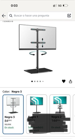 Soporte TV ONRON Negro