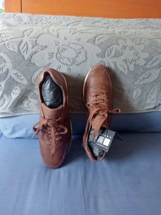 Carmela, zapatillas de piel de Mujer Marrón oscuro