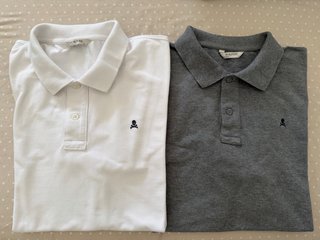 2 Polos Scalpers Talla XXL Blanco y Gris