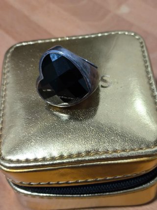 Anillo Corazón Tous Negro y Plata Original