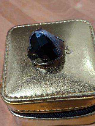 Anillo Corazón Tous Negro y Plata Original