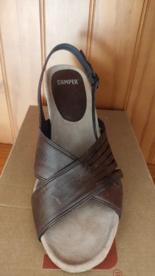 Sandalias Camper Marrones Cuña piel
