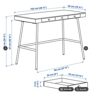 Scrivania in bambù con 3 cassetti Ikea