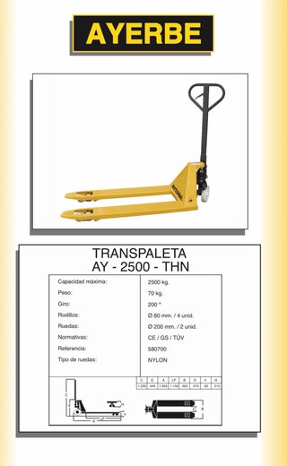 Transpaleta Manual Acero 2500kg Ayerbe