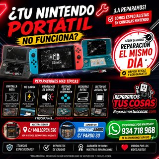 Reparaciones consolas: Switch, 3DS, 2DS XL en BCN