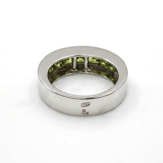 Anillo Oro 18k con Peridotos Talla Princesa