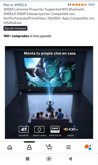 Proyector AMEELA 1080p WiFi Bluetooth