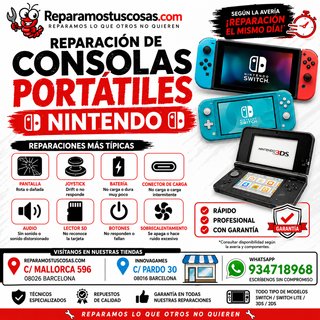 Reparación Consolas Nintendo Switch, 3DS, 2DS