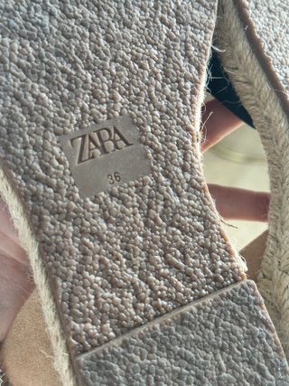 Sandalias Zara Esparto Negras y Beige talla 36