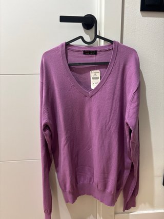 Jersey hombre cuello pico morado XL