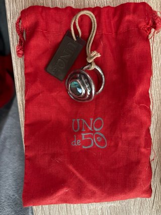 Anillo Uno de 50 verde y plata