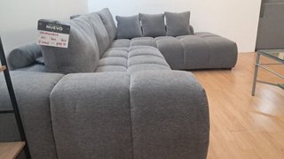 Sofá chaise longue gris tela
