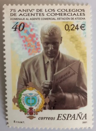 Sello España 2001 75 Aniversario Agentes Comercial