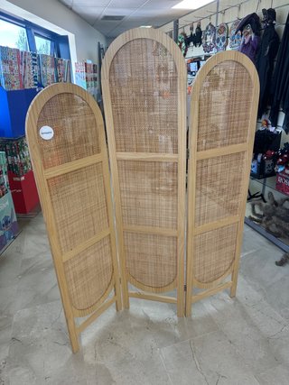 Biombo madera y ratán 120x160 cm