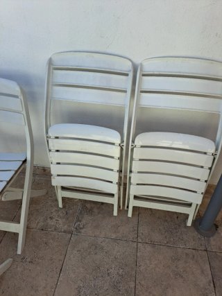 Juego de 4 Sillas de Exterior Blancas