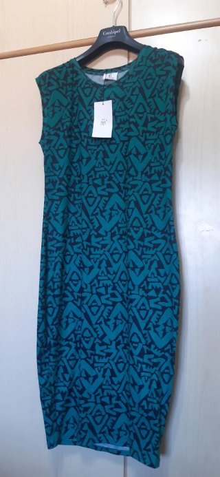 Zara Vestito Tubino Verde e Nero Taglia L