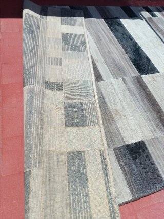Alfombra grande salón beige y gris