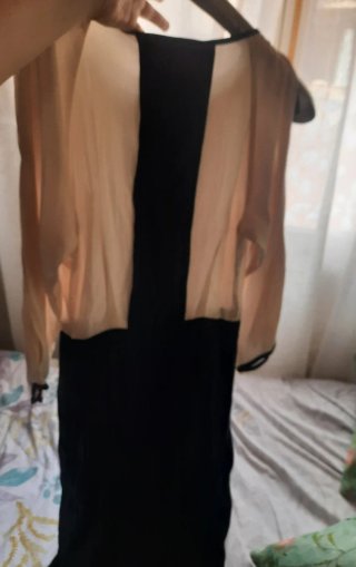 Vestido estilo Art Decó Beige y Negro.
